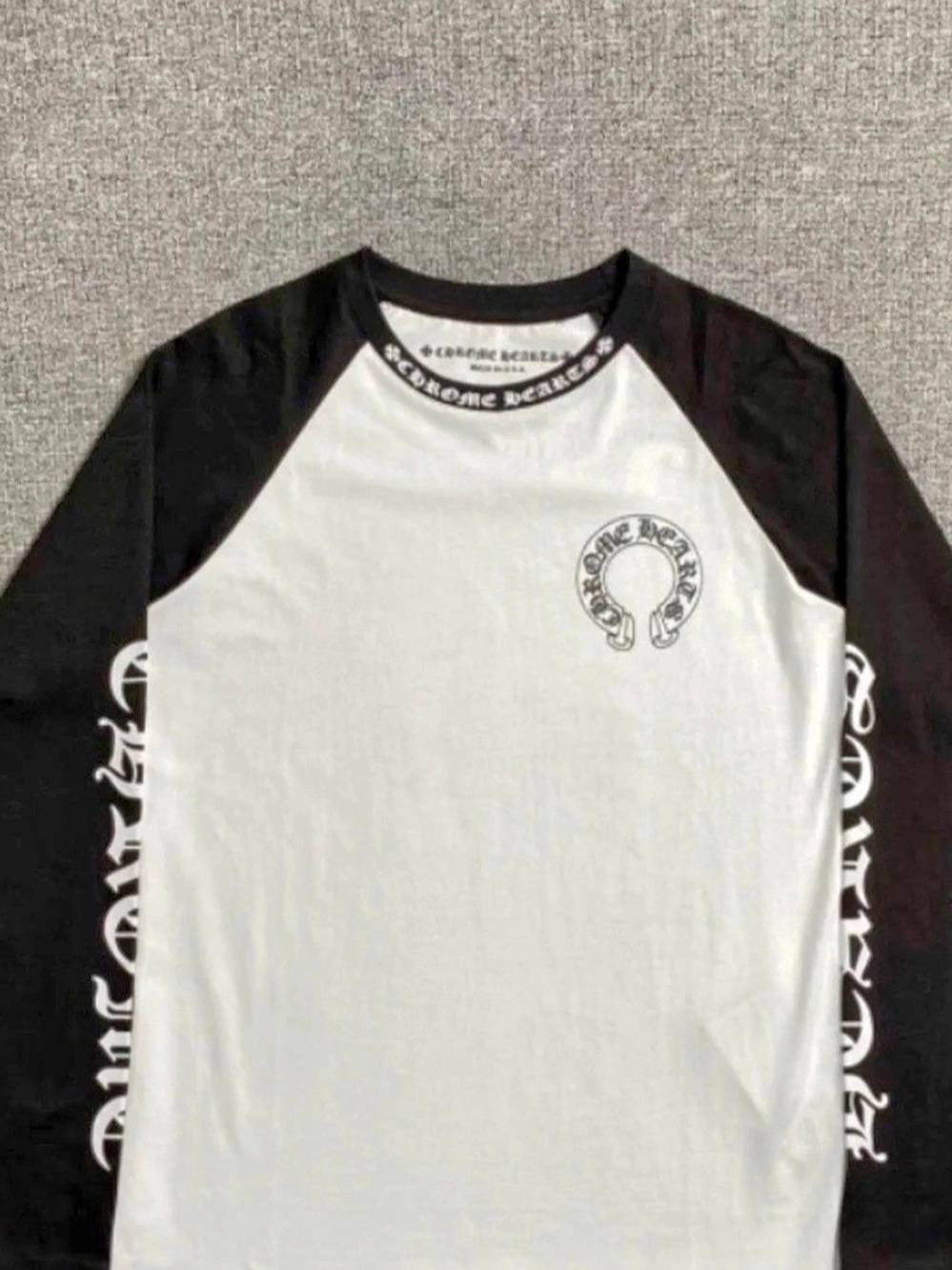 Chrome Hearts Horseshoe Logo Raglan Long Sleeve T-Shirt Black & White